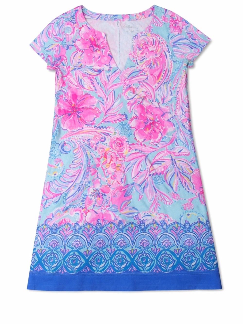 Lilly Pulitzer Blue and Pink Floral Midi Dress